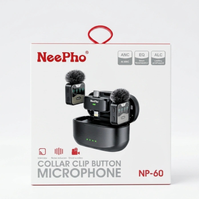NeePho NP-60 Wireless Microphone for Type-C & iPhone – Clip-On Lavalier Mic for Vlogging & Live Streaming